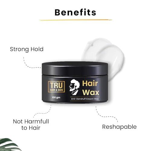TR.U HA.IR Generic TR.U HA.IR Hair Wax Cream For Men | Easy to Spread and Strong Hold for 12hrs +Anti Dandruff (Hair Wax-100gm), white