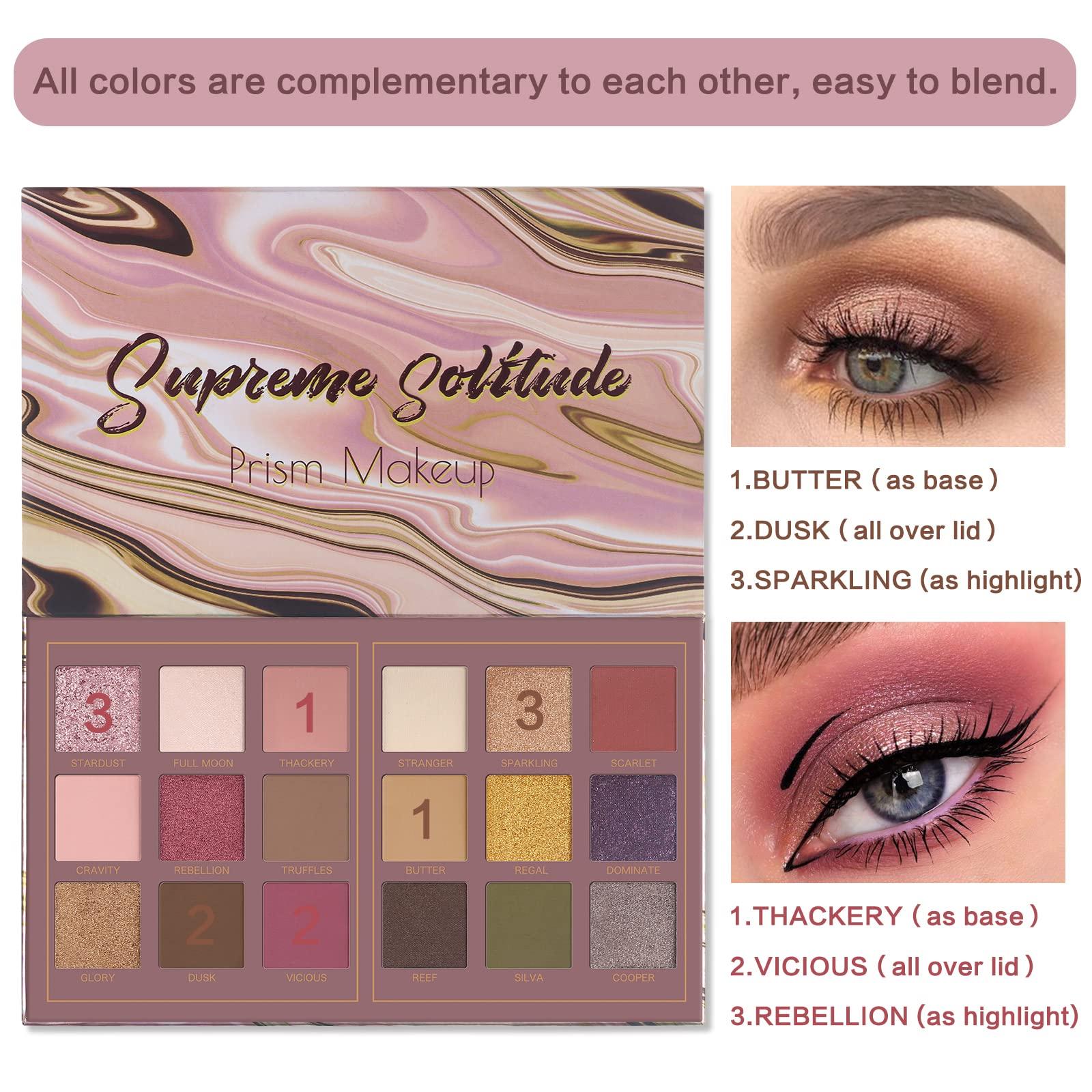 Prism Makeup Prism Makeup 40 Colors Neutral and Smokey Palette with 18 Colors Rosy Nudes Light Smokey Eyeshadow Set