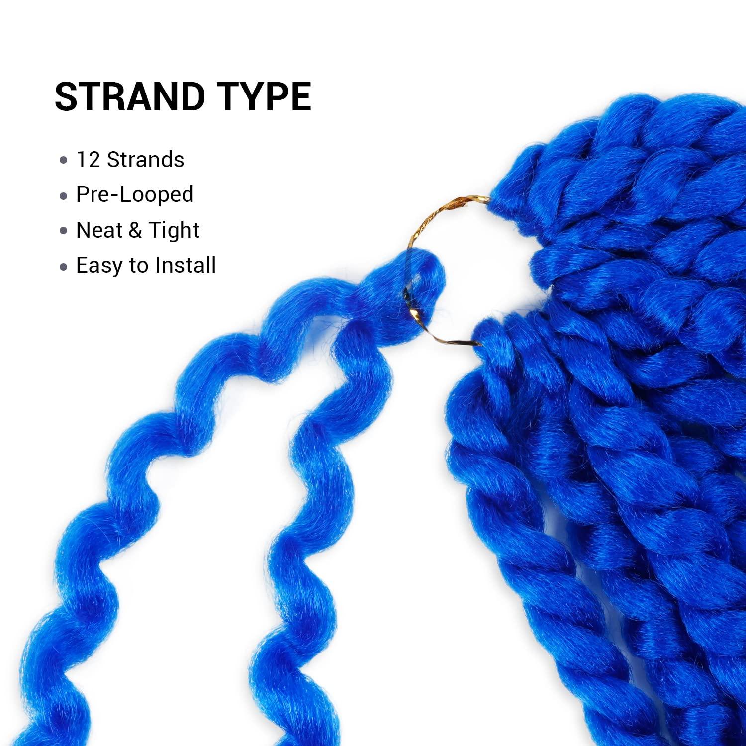AU-THEN-TIC AU-THEN-TIC Jumbo Senegalese Twist Crochet Hair, 24 Inch, 2 Pack, Synthetic Extensions for Havana and Mambo Twist Styles, (Blue)