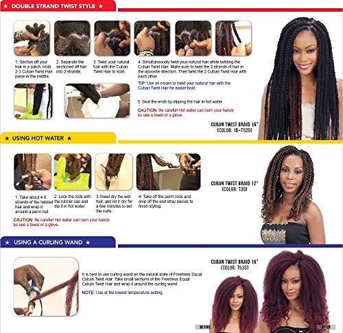 FreeTress Equal Freetress Equal Synthetic Hair Braids Double Strand Style Cuban Twist Braid 16" (12-Pack, 1)
