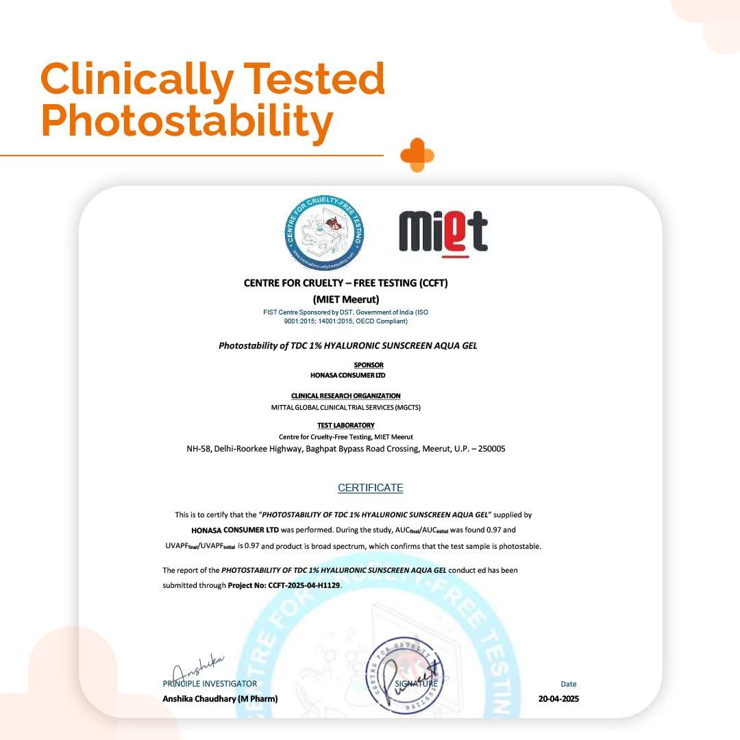 The Derma Co The Derma Co 1% Hyaluronic Sunscreen Aqua Gel with SPF 50 & PA++++ | Broad Spectrum UVA/B & Blue Light Protection | Lightweight & Quick Absorbing with Vitamin E | 1.76 Oz/50g