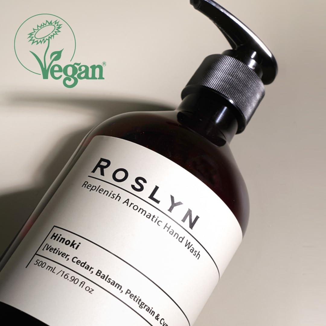 ROSLYN ROSLYN Aromatic Hand Wash, Scented Liquid Hand Soap, Pack of 1, 16.9 fl oz, Hinoki, 100% Vegan