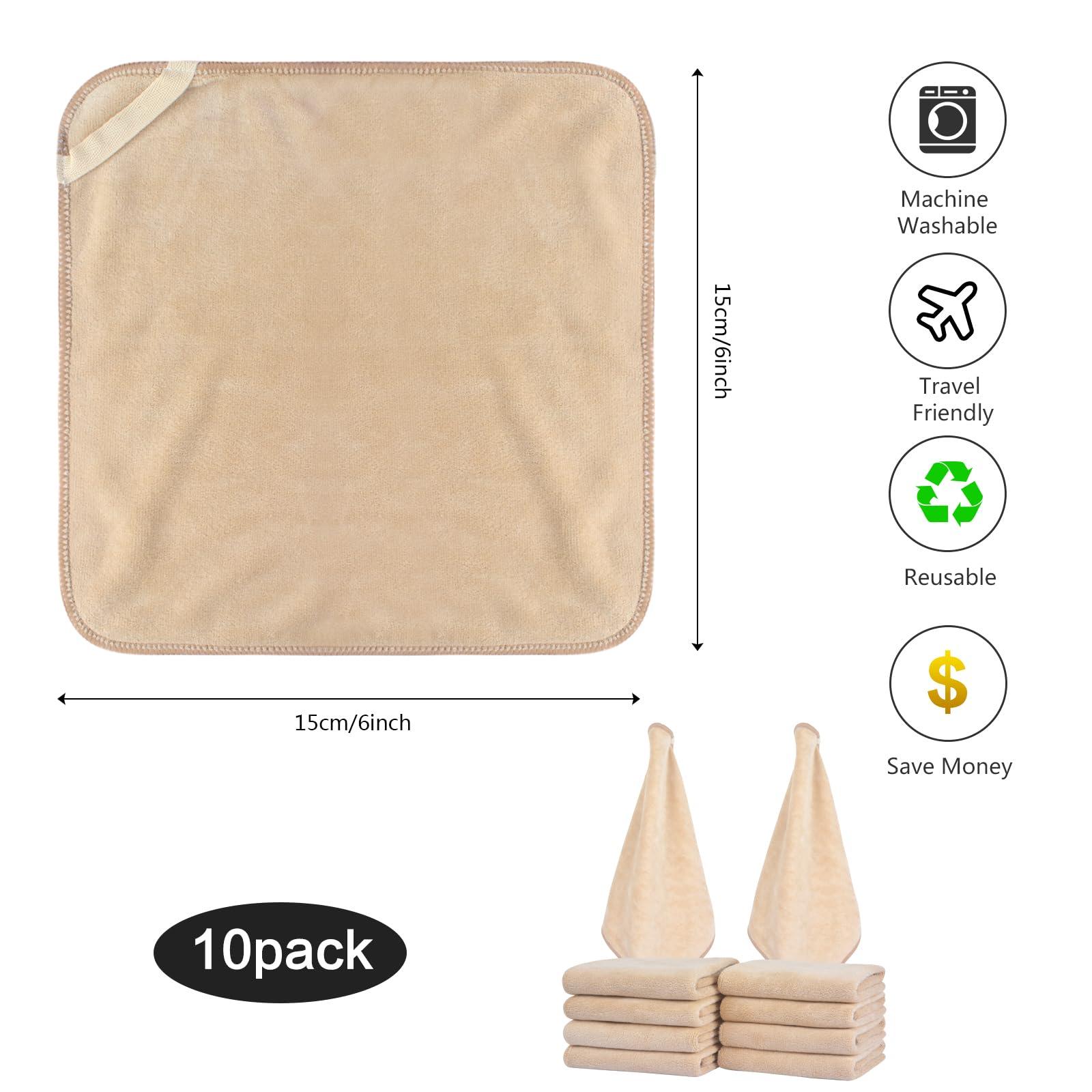 SINLAND SINLAND Microfiber Facial Cloths Fast Drying Washcloth 12inch x 12inch (10pack, Cream)
