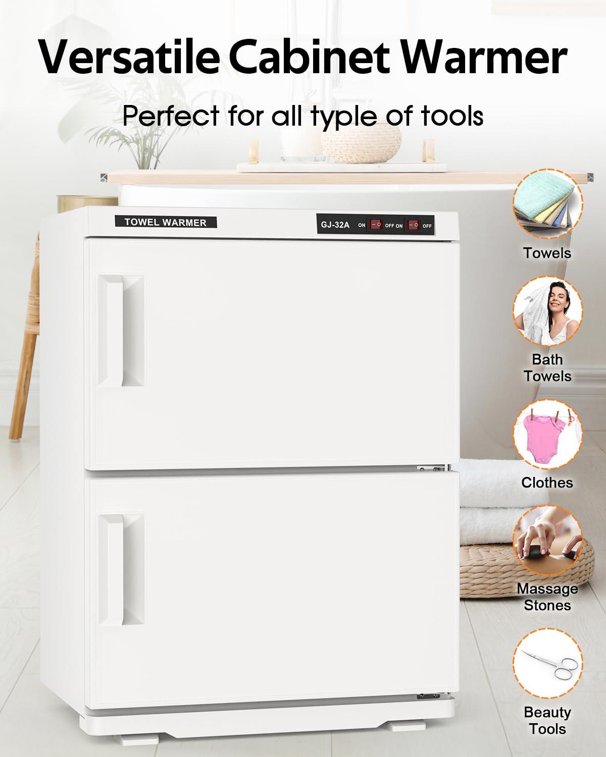 advwin ADVWIN 32L Hot Towel Warmer Cabinet, Towel Warmer for Spa Salon, Professional Large Capacity Towel Double Cabinet for Bathroom, Esthetician (pure white, 32L)