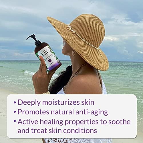 Organic Fiji Coco Fiji Face & Body Lotion Infused With Coconut Oil | Lotion for Dry Skin | Moisturizer Face Cream & Massage Lotion for Women & Men | Lavender 12 oz, Pack of 3