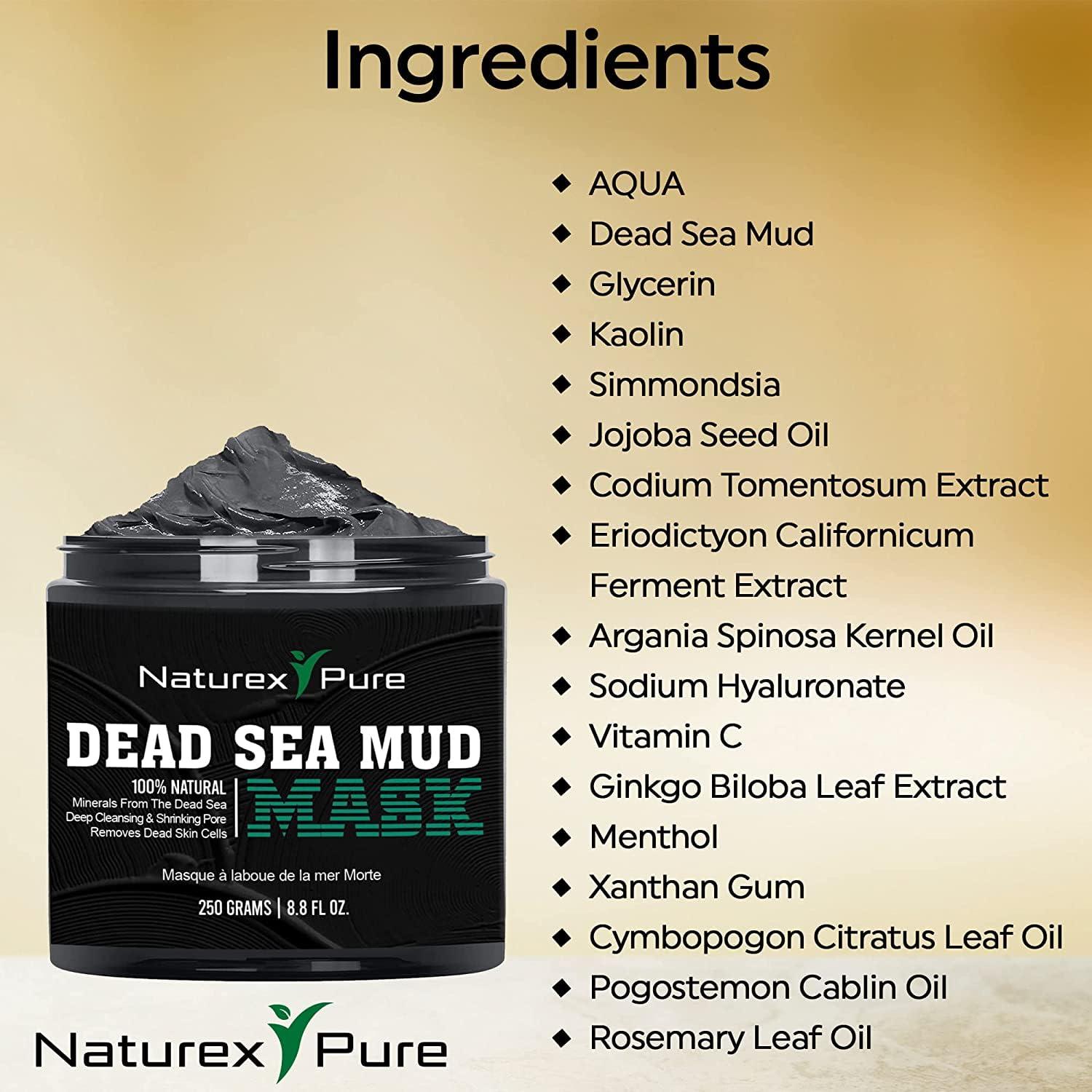 Naturex Pure Naturex Pure Dead Sea Mud Mask – Luxurious Mud Masks for Women and Men – Advanced All-Natural Dead Sea Mud Mask for Blackheads, Whiteheads, Hyperpigmentation, Acne – 8.8fl oz