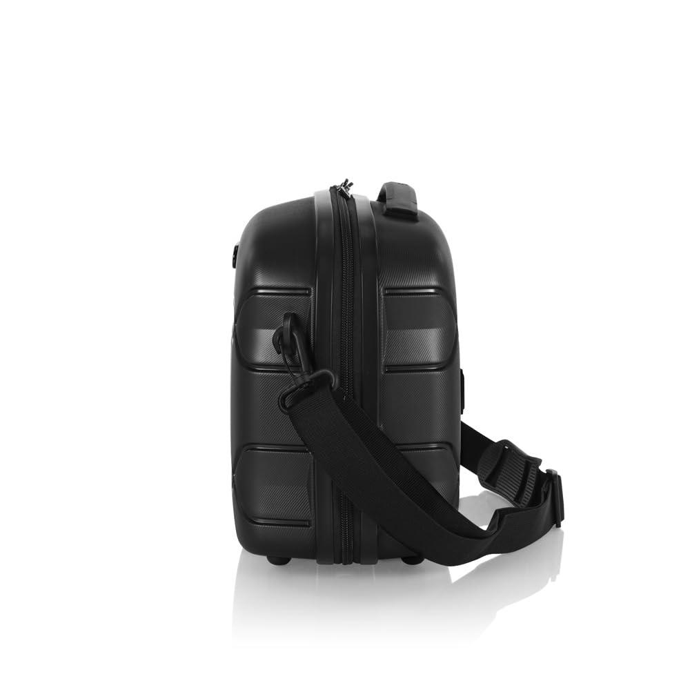 Heys Heys Milos Beauty Case Hardside Lightweight and Crafted with Durable Duraflex, Textured Shell and Metallic Colors, Trolly Sleeve, Adjustable Shoulder Strap, Organize Makeup or Toiletries, Black