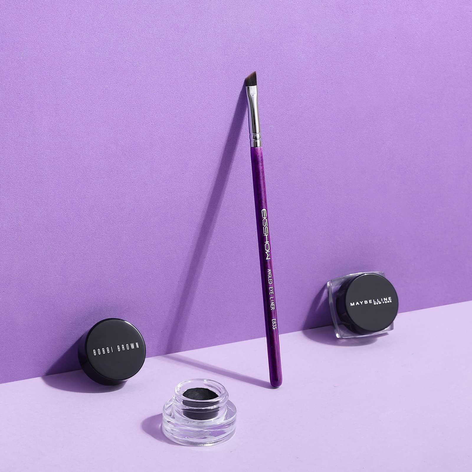 EIGSHOW Eyeliner Brush Fine Angled - PRO Precision Gel Eye Liner Makeup Brush -Ultra Thin Slanted Flat Angle - Premium Cruelty Free Synthetic Bristles (E835 Purple)