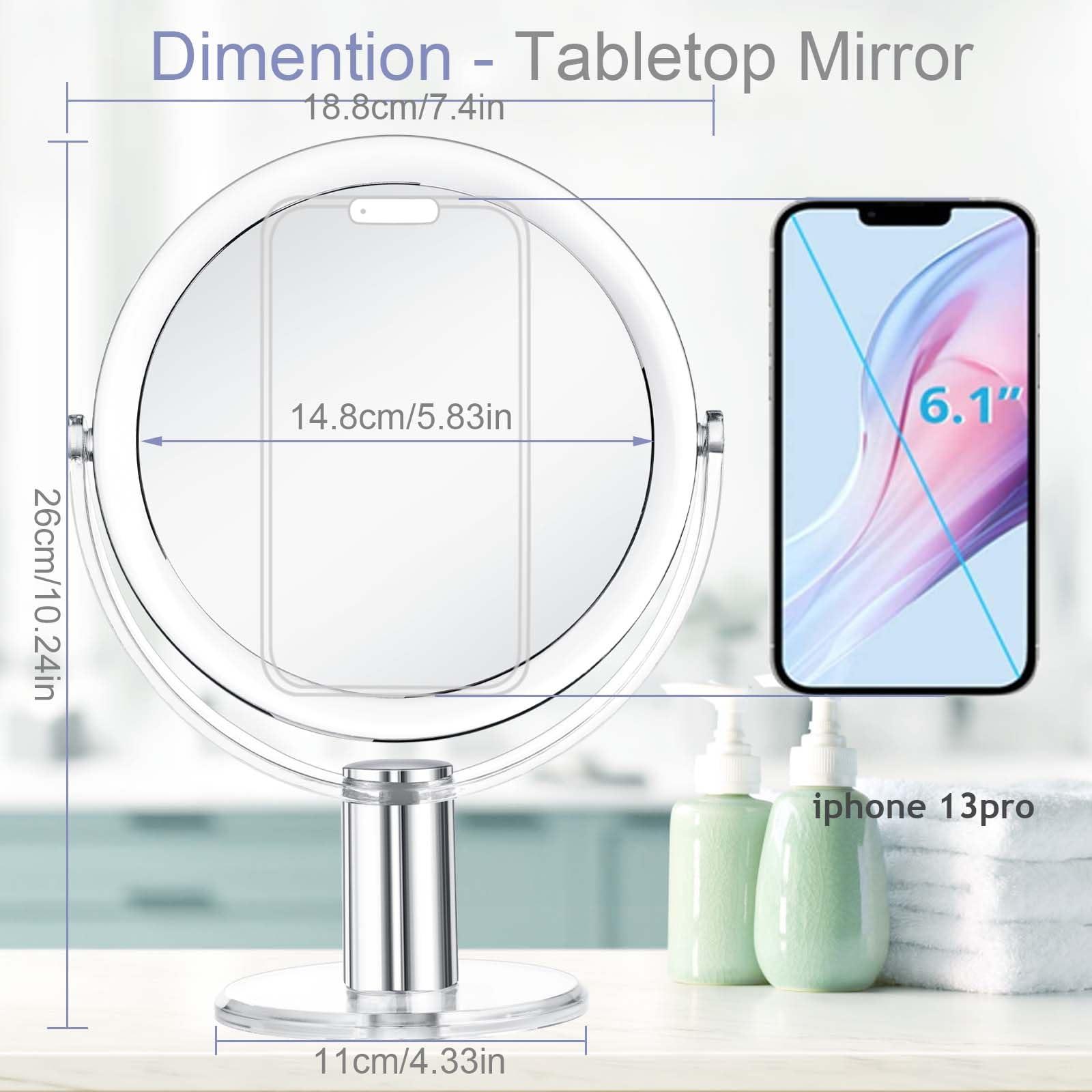 CLSEVXY CLSEVXY Vanity Mirror with Stand, 1X/15X Magnification Double Sided 360 Swivel, Portable Table Desk Countertop Mirror for Bathroom & Shaving