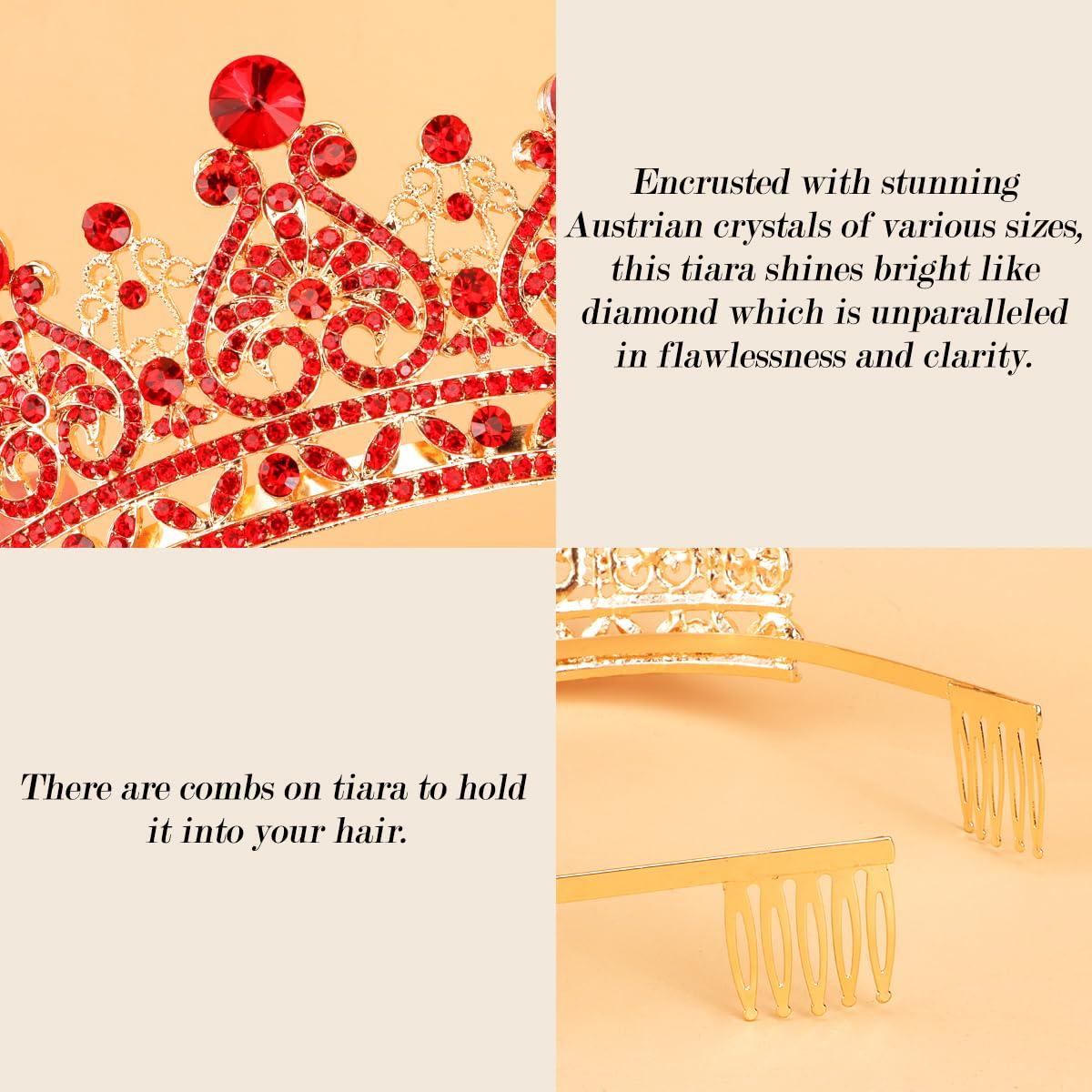 TOBATOBA TOBATOBA Red Tiaras and Crowns for Women Queen of Hearts Crown, Gothic Red Crown Royal Queen Crown Baroque Crown Princess Tiara Queen of Hearts Costume Women Birthday Pageant Halloween Costume Cosplay