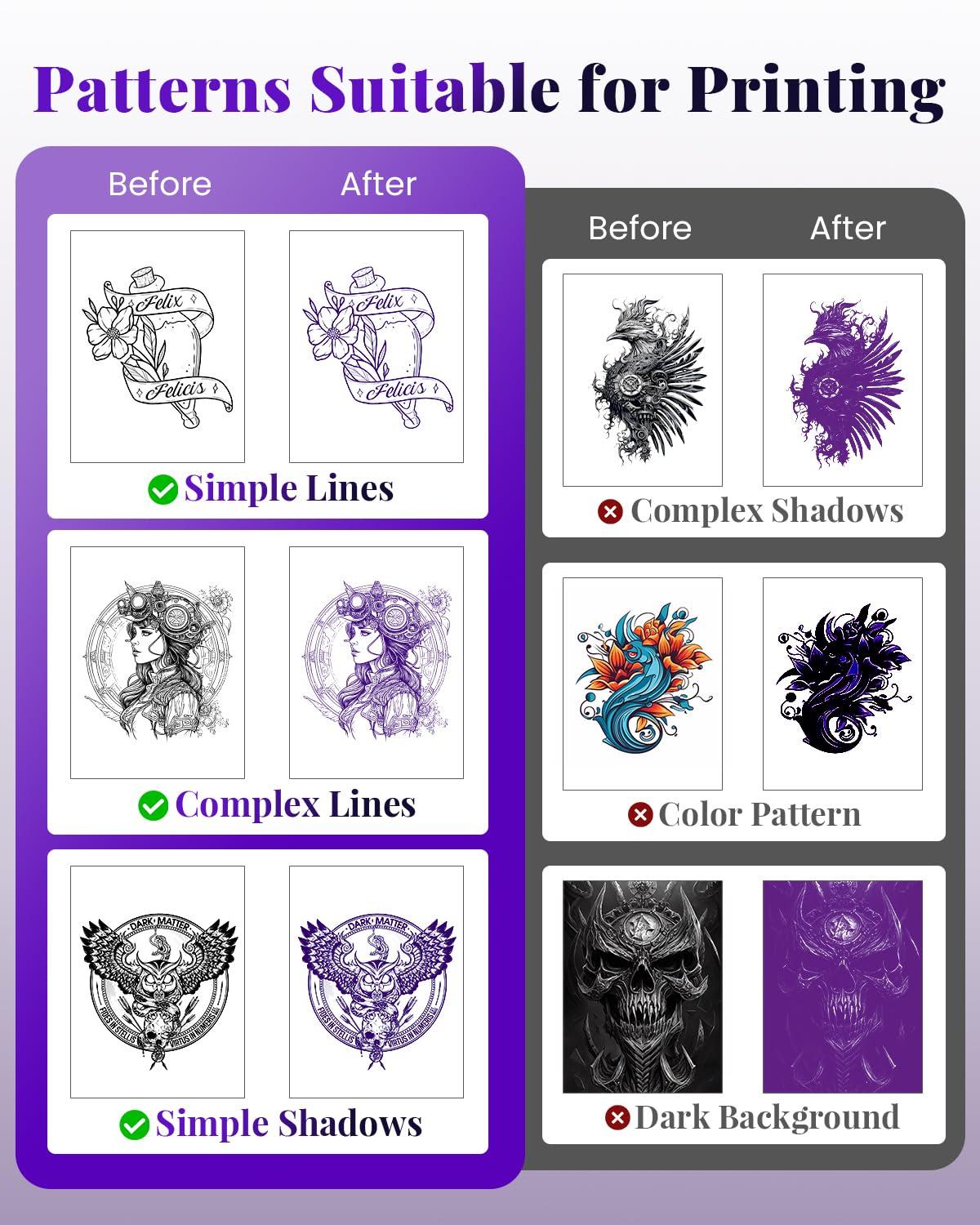 Phomemo Phomemo M08F Tattoo Stencil Printer Bluetooth, Wireless Tattoo Printer Machine, Portable Thermal Printer Tattoo, Compatible with Smartphone, Pad and PC, with 10pcs Transfer Paper (Black)