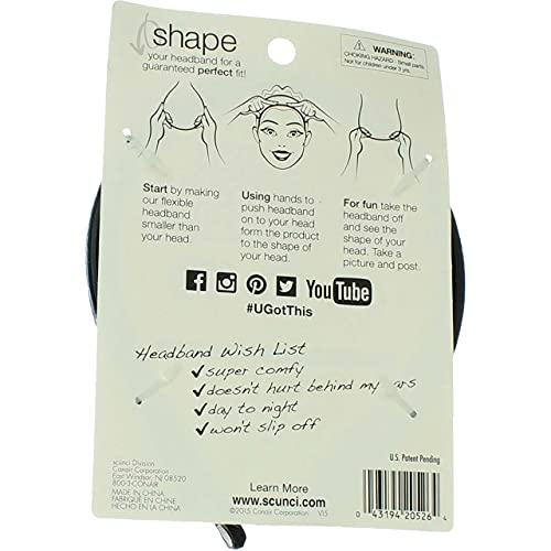 Scunci Scunci The Most Comfortable Headband Ever, Flexible No-Slip Grip, 2-pcs per Pack in Assorted Colors (1-Pack)