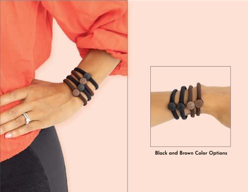 SWIRLYCURLY Snap Hair Ties for Thick, Natural, Curly Hair | No Slip, No Tension Pro Hair Tie | Strong Ponytail Holder (5 Pack, Black)