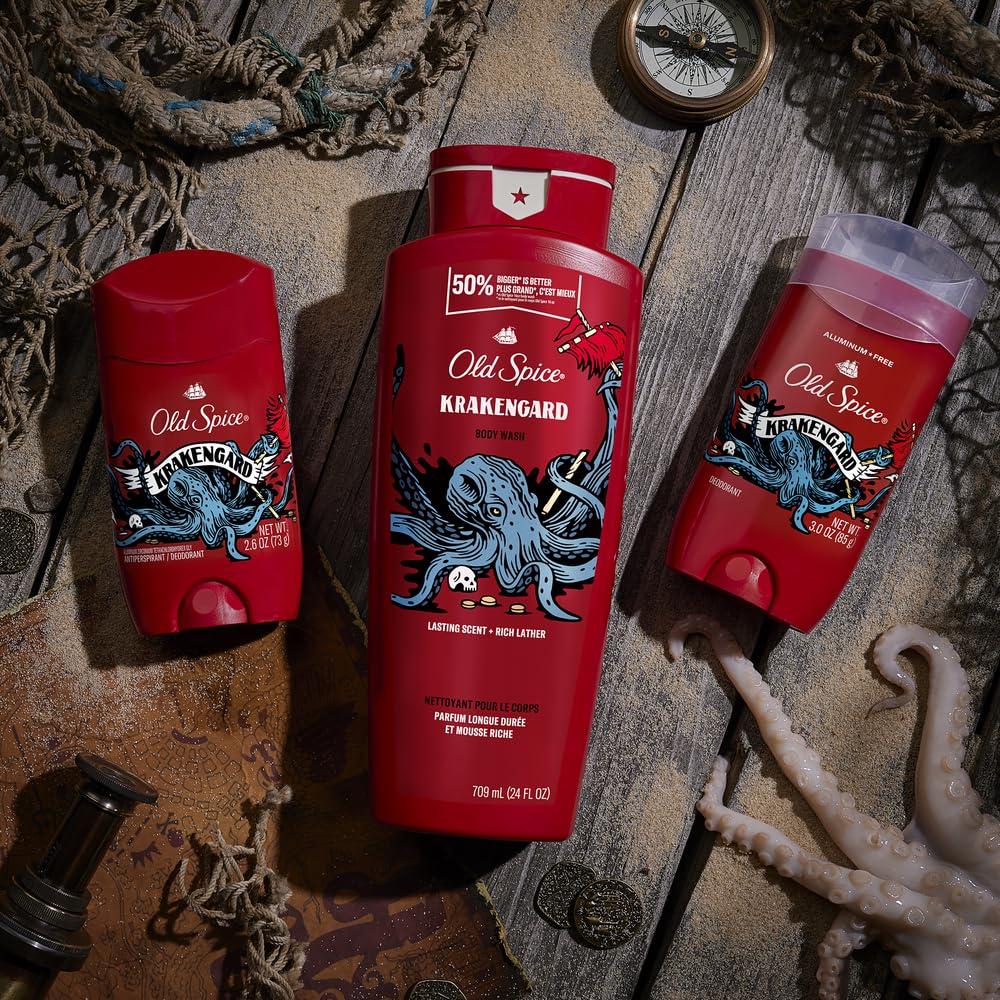 Old Spice Old Spice Body Wash for Men, 3X Defense, 24/7 Shower Fresh with Long Lasting Lather, Krakengard Scent, 33.4 fl oz (Pack of 4)
