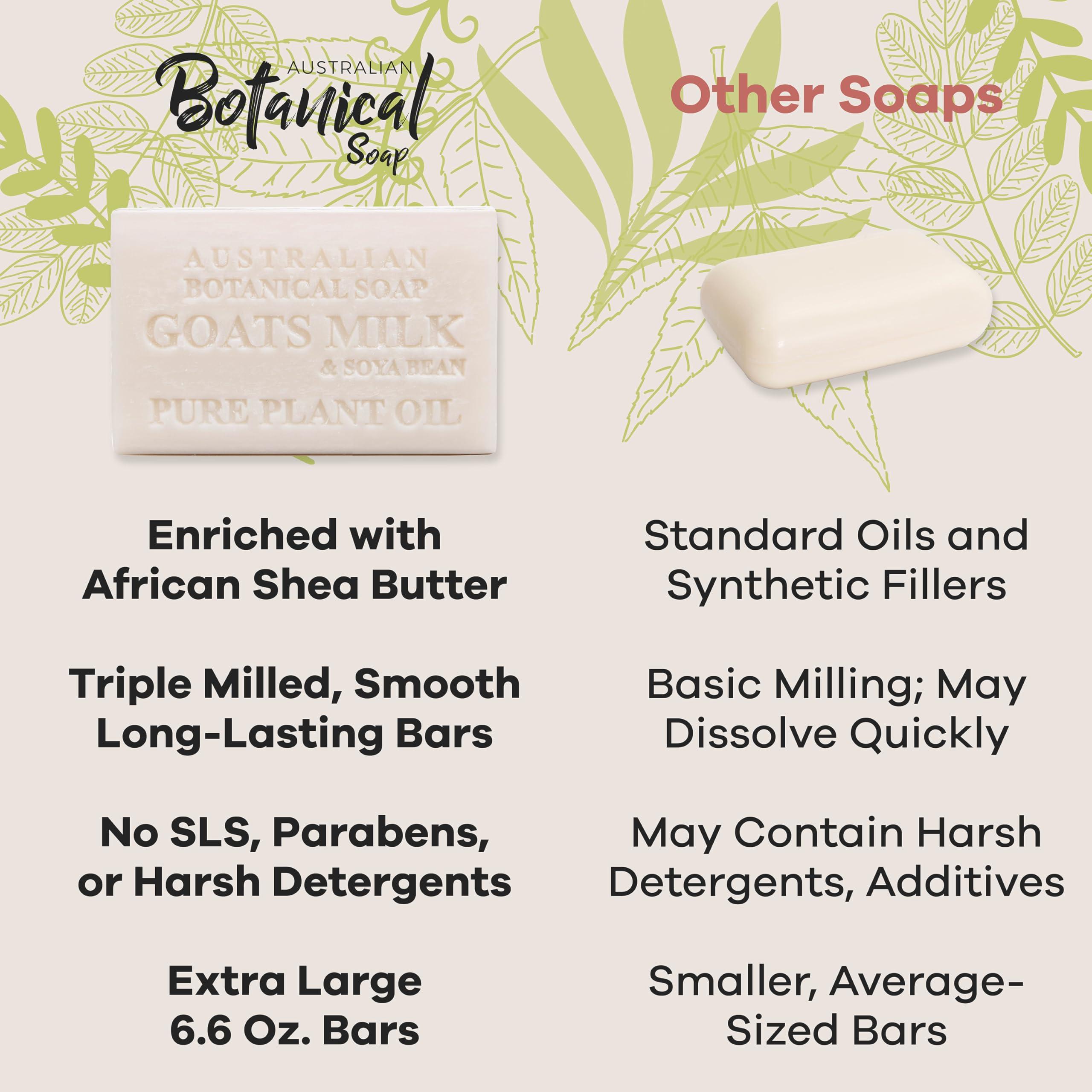 Australian Botanical Soap Australian Botanical Soap, 6.6 OZ, Triple Milled Bars made with Pure Plant Oil, a Natural Soap Base and Enriched with Organic Shea Butter, for Men, Women and All Skin Types, Variety Pack of 8