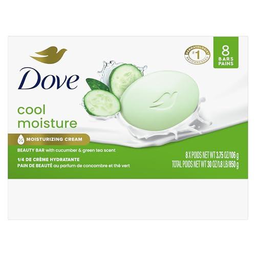 Dove Dove Beauty Bar Soap Cool Moisture Cucumber & Green Tea Scent, 8 Bars for Refreshed Skin, Leaves Skin Refreshed 3.75 oz