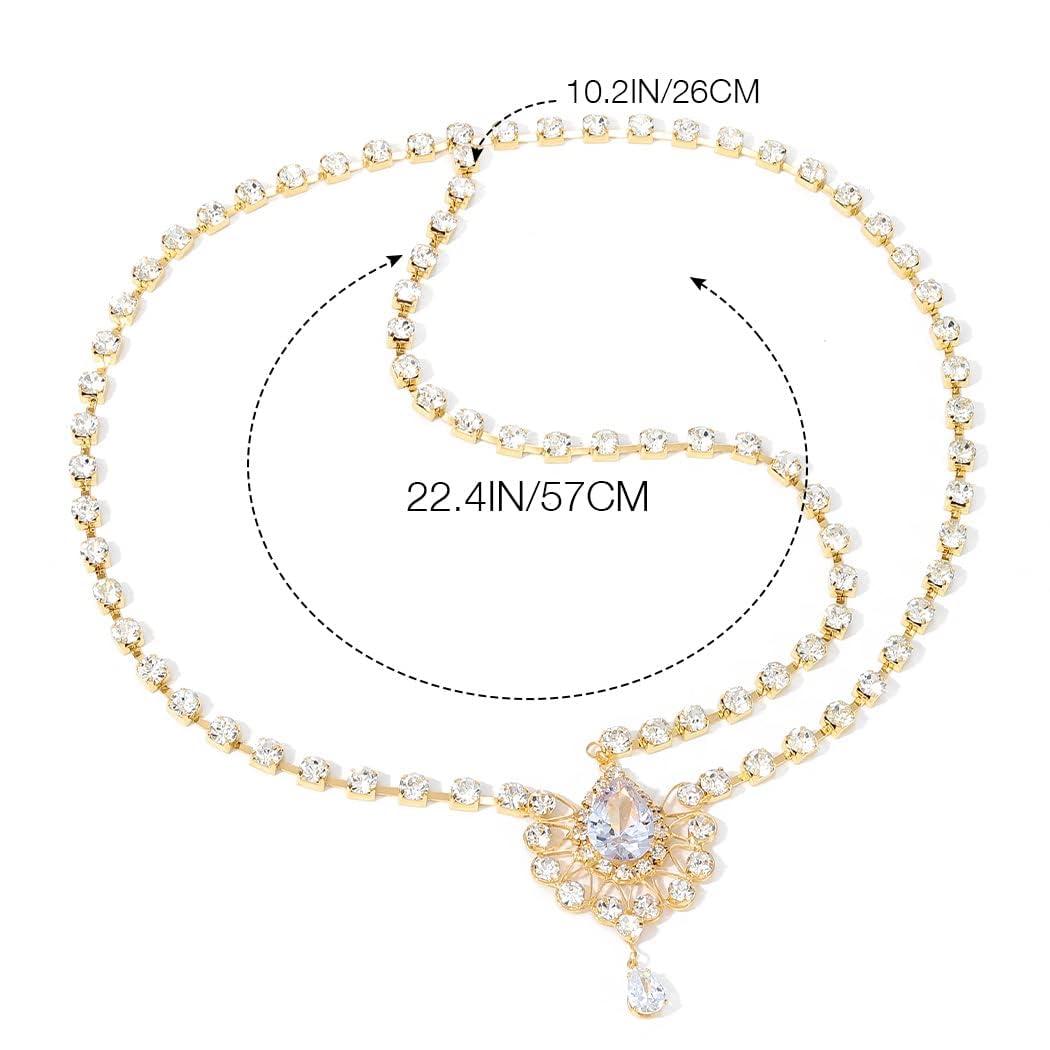 Catery Catery Head Chain Jewelry Crystal Hair Chains Boho Headpiece Pendant Head Chain Hair Jewelry Hair Accessories for Women and Girls (Gold)