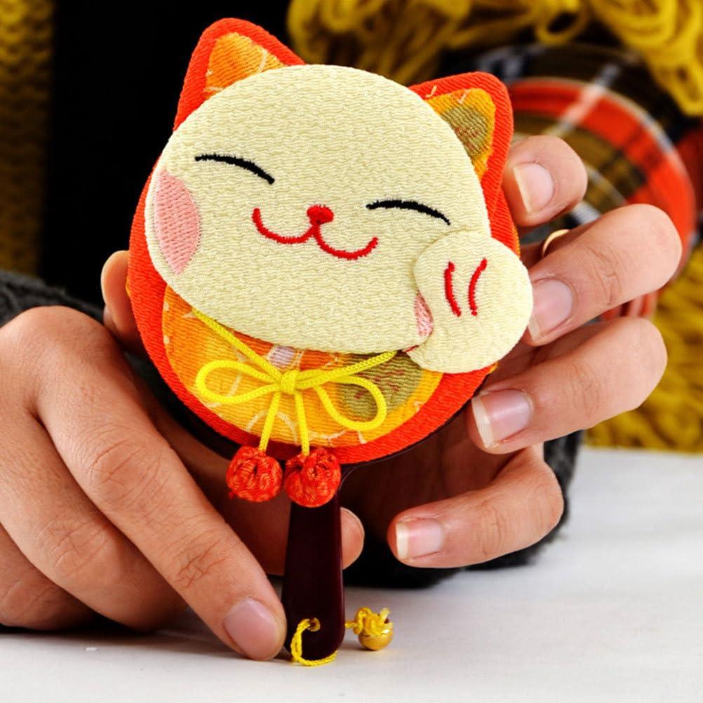 HEALLILY HEALLILY Pocket Mirror Hand Mirror Maneki Neko Handheld Mirror Japanese Lucky Cat Fortune Cat Design Lightweight Mirror Portable Mirror Travel Makeup Mirror Random Color Double Sided Mirror