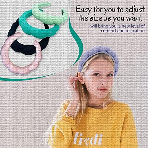 MIMI AND JUNE ORIGINAL Mimi and Co Spa Headband - Sponge & Terry Towel Cloth Fabric Head Band for Skincare, Face Washing, Makeup Removal, Shower, Facial Mask - Hair Accessories, Padded Headband, Croissant Headband