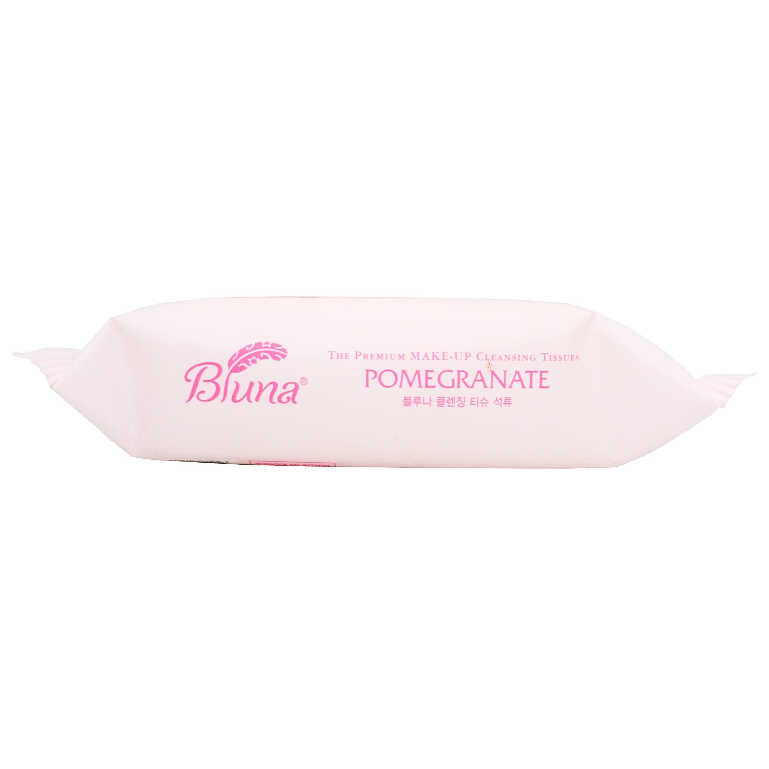 bluna Bluna Facial Make-Up Cleansing Tissue for All Skin Types, Pomegranate, 30ct per pack (2 PACK)