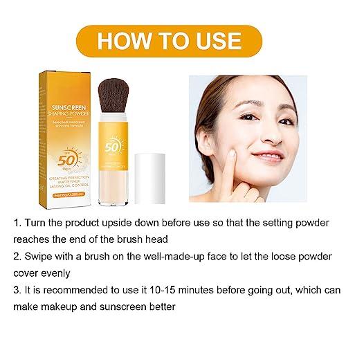 CORDYGLOW Sunscreen Setting Powder SPF 50 Loose Powder with Brush Natural Mineral Makeup Setting Powder Translucent 0.28 oz for All Skin-3PC