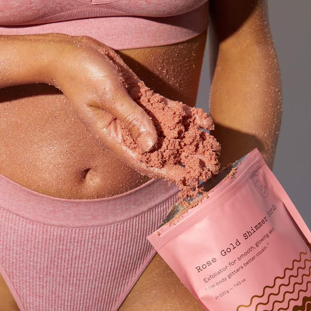frank body Frank Body Rose Gold Shimmer Scrub | Natural, Vegan, Cruelty Free Exfoliating Body Scrub Smooths, Exfoliates, and Hydrates with Sugar, Salt, Vitamin E, and Grapeseed Oil | 7.43 oz / 220 g