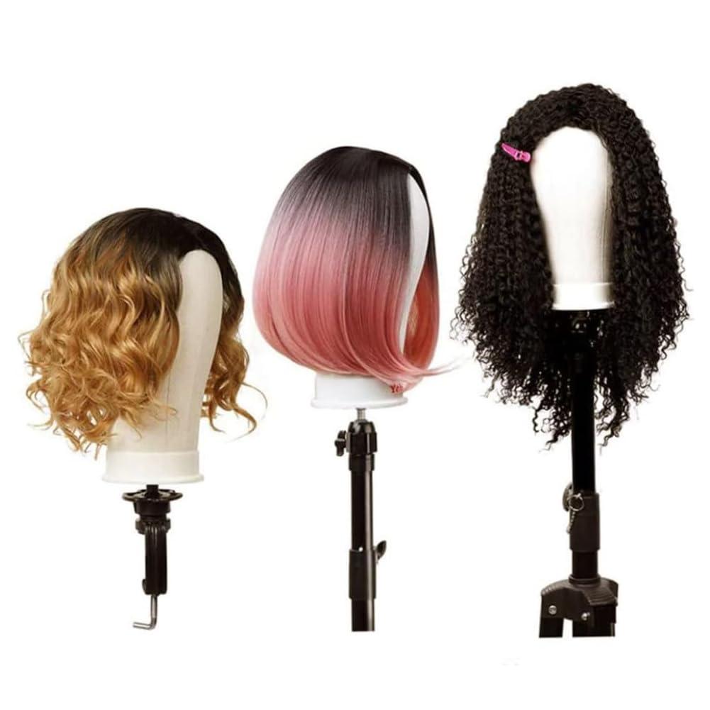 Generic Generic Cork Canvas Block Wig Head Making Wig Display Styling Practice Mannequin Wig Head Model (21 Inch)