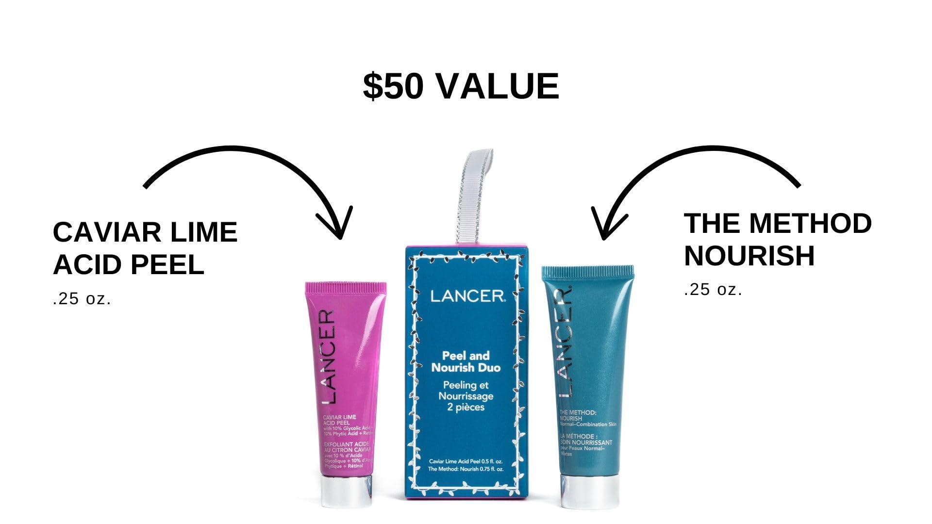 Lancer Lancer Skincare Set: Peel And Nourish Duo Holiday Skincare Kit and Ornament