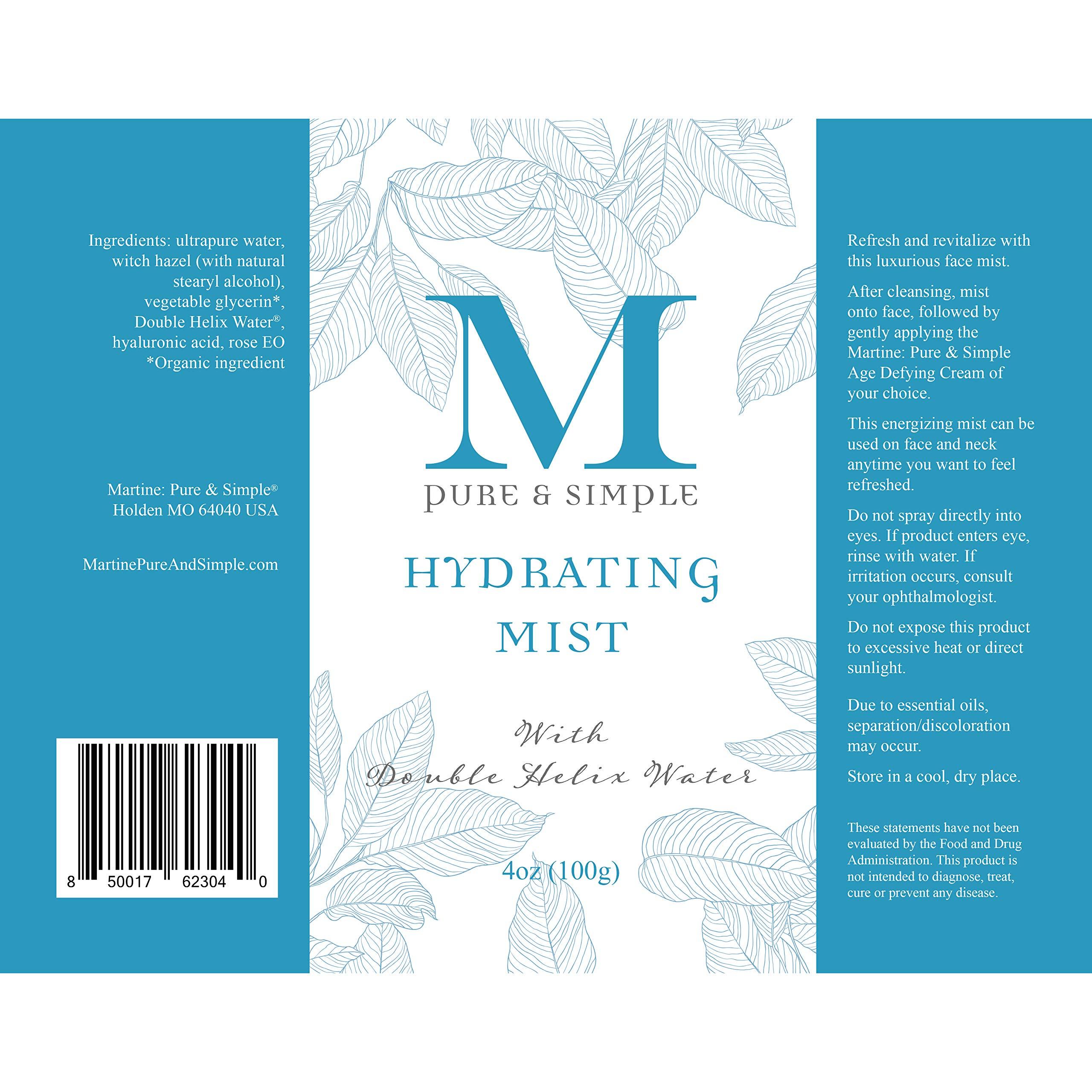 Martine: Pure & Simple Martine: Pure & Simple Facial Mist Spray to Hydrate, Tone, and Soften Skin, Setting Spray Made With Double Helix Water. (4 oz)