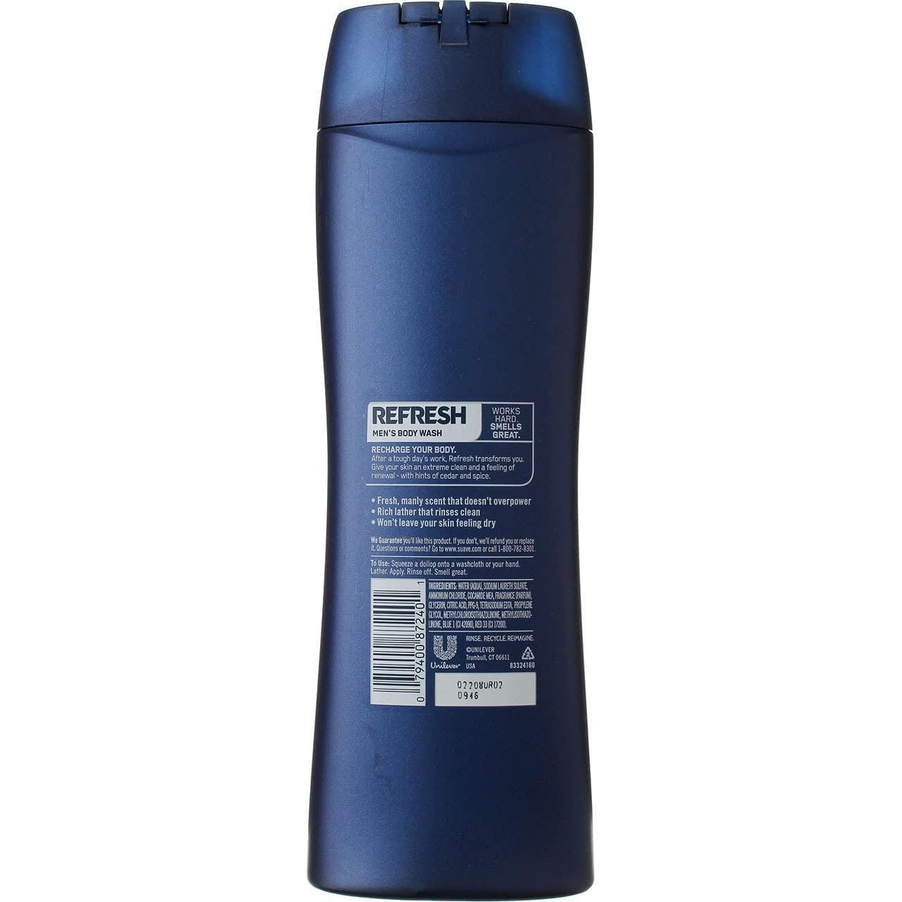 Suave Suave Men Body Wash, Refreshing, 12 Fl Oz (Pack of 6)