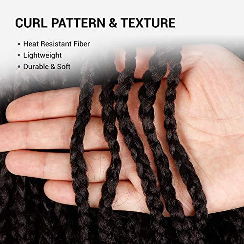 AU-THEN-TIC 20 Inch AU-THEN-TIC Wavy Box Braid Crochet Hair Goddess Box Braids Crochet Hair Crochet Box Braids Pre Stretched Synthetic Hair Extensions (20 Inch (Pack of 4), 2-Dark Brown)