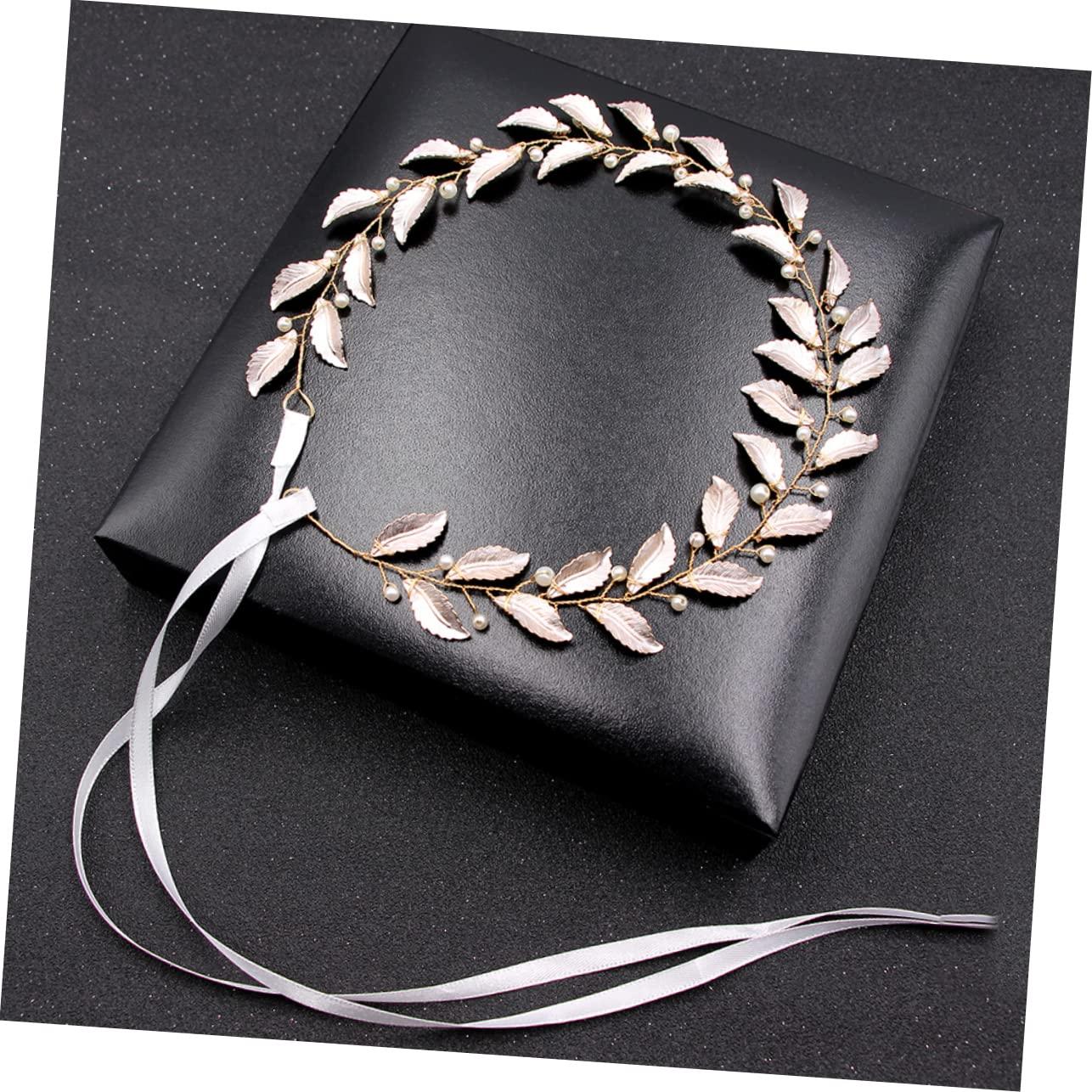 DELURA Gold Headband Hair Bands for Women\'s Hair Hair Ties Women Headdress for Wedding Beautiful Bridal Headwear Bridal Hair Accessories Headgear Golden Leaf Metal Miss