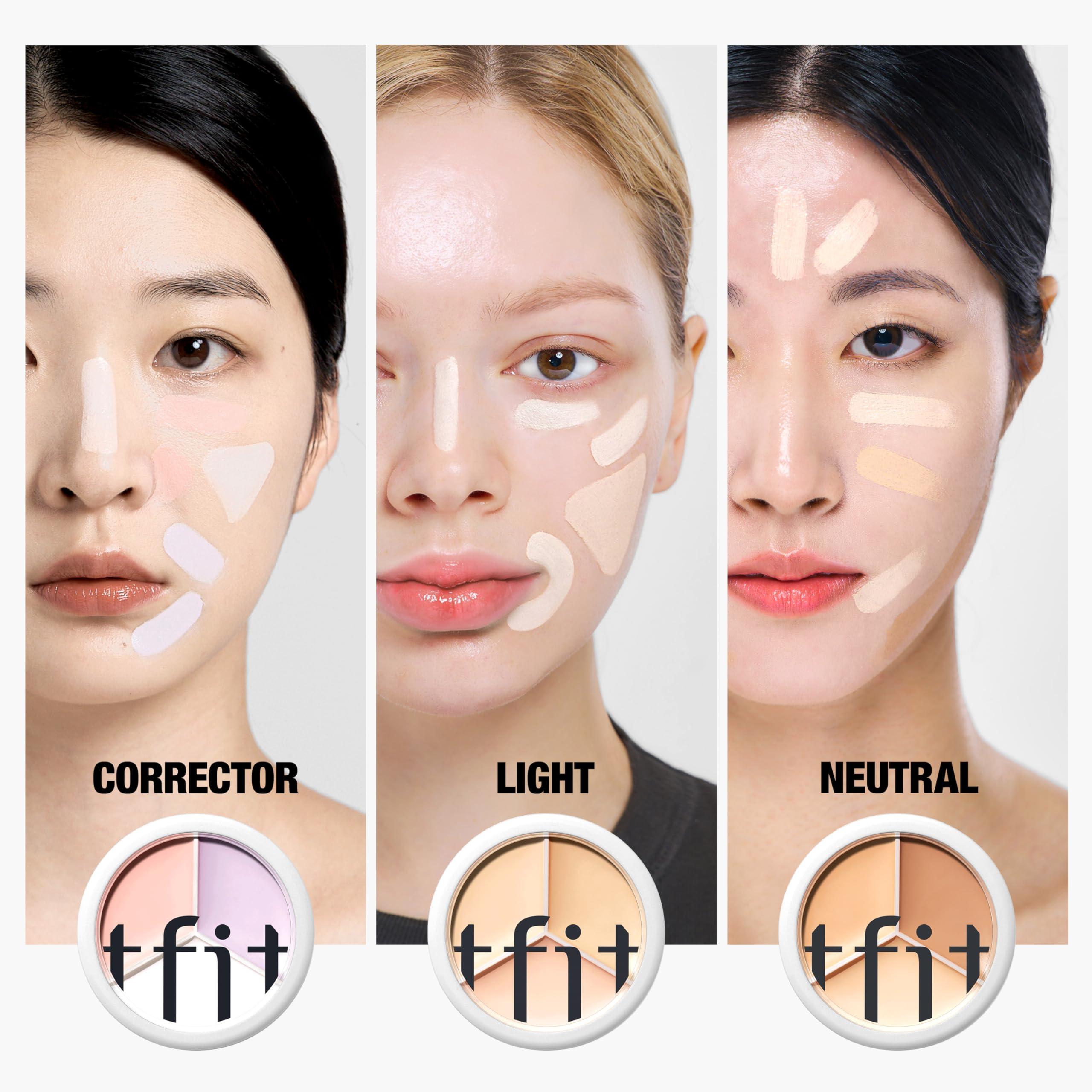 TFIT TFIT Multi-Use Pot Concealer - Triple Palette | High-Pigmented, Full Coverage & Crease-Proof | Korean Concealer for Dark Circles, Redness & Blemishes (03 Cool, 0.52 Oz)