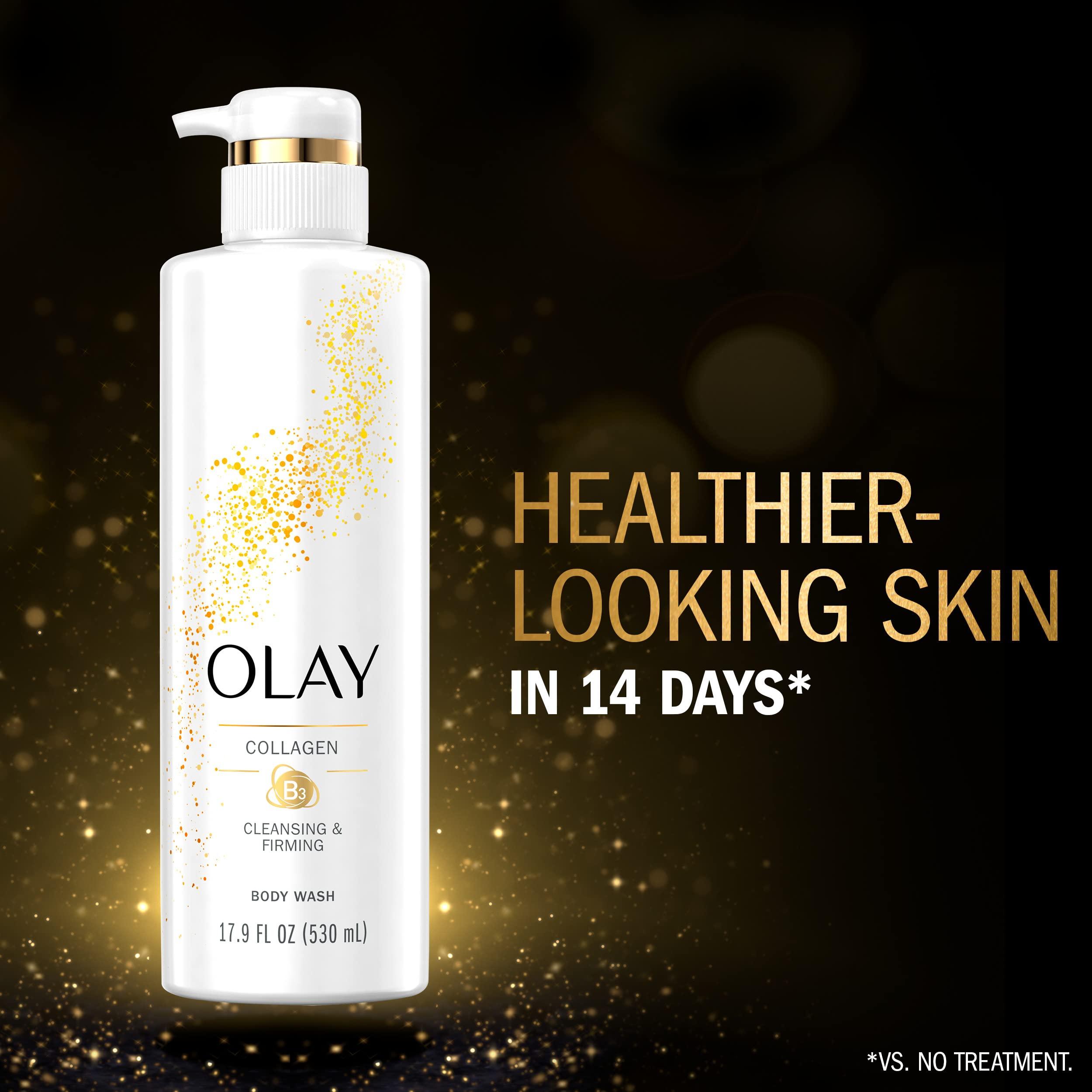 Olay Olay Body Wash Cleansing & Firming for Women with Collagen and Vitamin B3, 20 fl oz (Pack of 4)