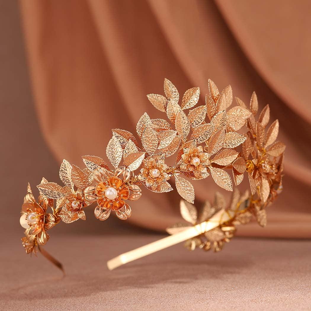 Brishow Brishow Gold Leaf Headband Geek Goddess Headpiece Roman Laurel Wedding Headdress Olive Branch Hair Accessories for Women and Girls