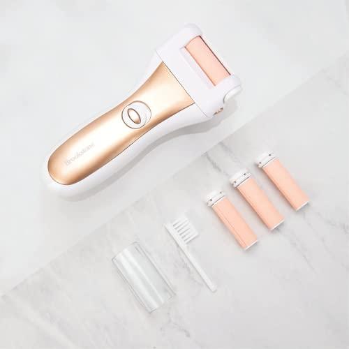 Brookstone Brookstone Electric Callus Remover with Callus Remover Refills | 3 Diamond Crystal Infused Rollers for Dry Feet, Cracked Heels, and Foot Exfoliator | Pedicure Tools for at Home Foot Care | Rose Gold