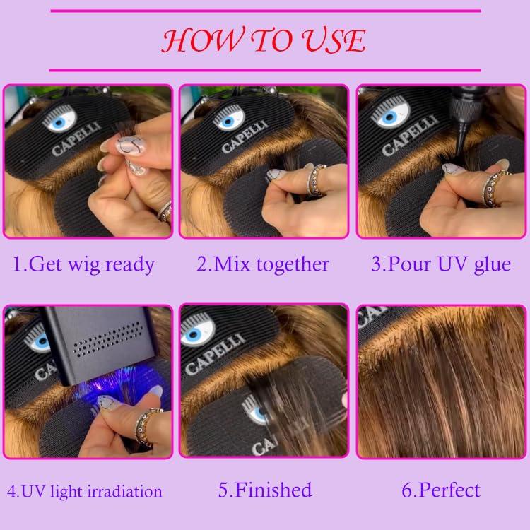 Lhbxthk Lhbxthk Hair Extensions Glue,UV Hair Extensions Glue Fast Curing Glue for Human Hair Extension