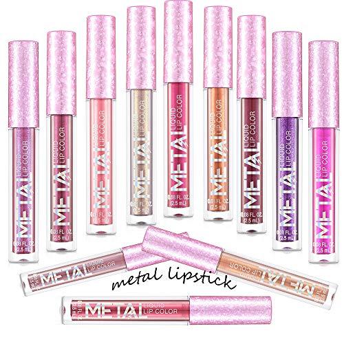 Coosa Beauty Glitter Shimmer Liquid Lipstick Set 12 Colors Shinning and Long Lasting Waterproof Colourful Lip Gloss Set (12 PCS )