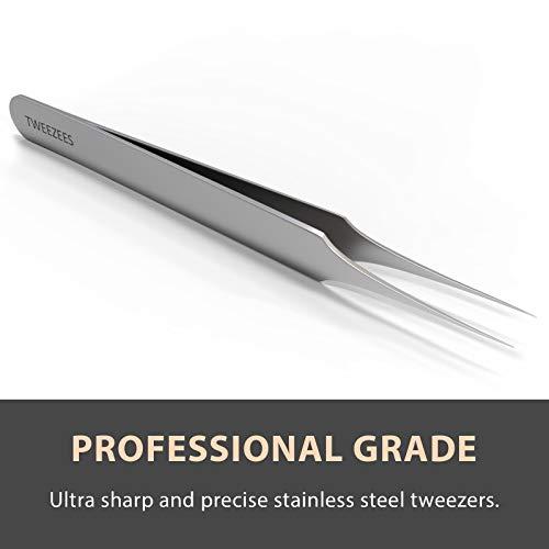 Tweezees Ingrown Hair Tweezers | Pointed Tip | 2 Pack | Precision Stainless Steel | Extra Sharp and Perfectly Aligned for Ingrown Hair Treatment & Splinter Removal For Men and Women | By Tweezees