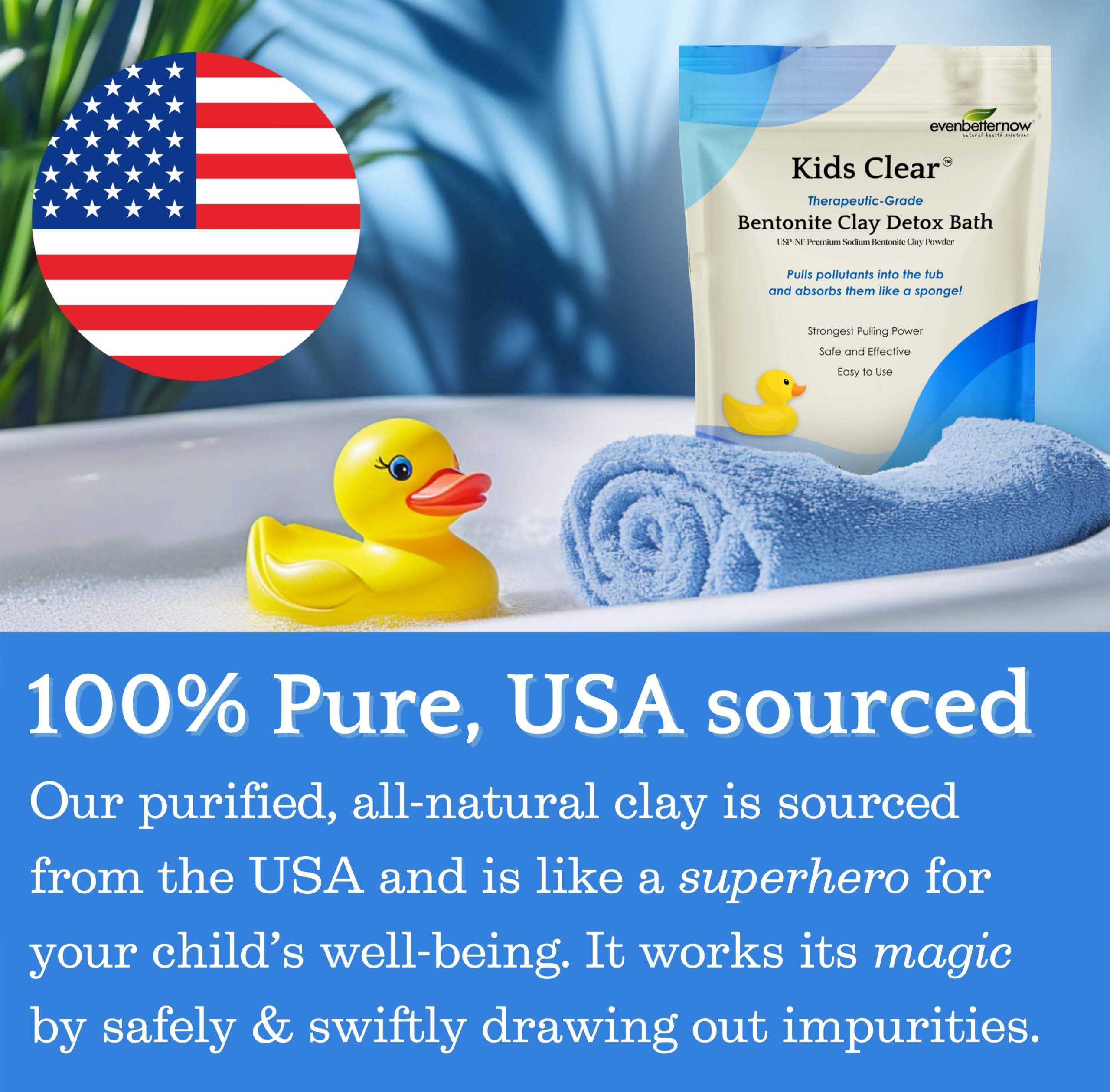 EvenbetterNow Kids Clear Detox Clay Bath, 100% Pure Sodium Bentonite - Removes Toxins, Impurities and Contaminants, by Evenbetternow LLC, 2.5 lbs (40 oz)