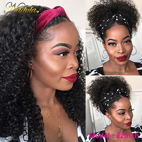 Nadula Nadula Malaysian Afro Kinky Curly Half Wigs Human Hair for Black Women, 100% Unprocessed Headband Half Wig Virgin Hair Glueless Wear and Go Wig 150% Density 20 Inch