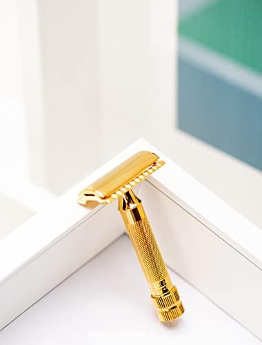 MERKUR Merkur Classic 2-Piece Double Edge Safety Razor Gold Plated, 1 Count