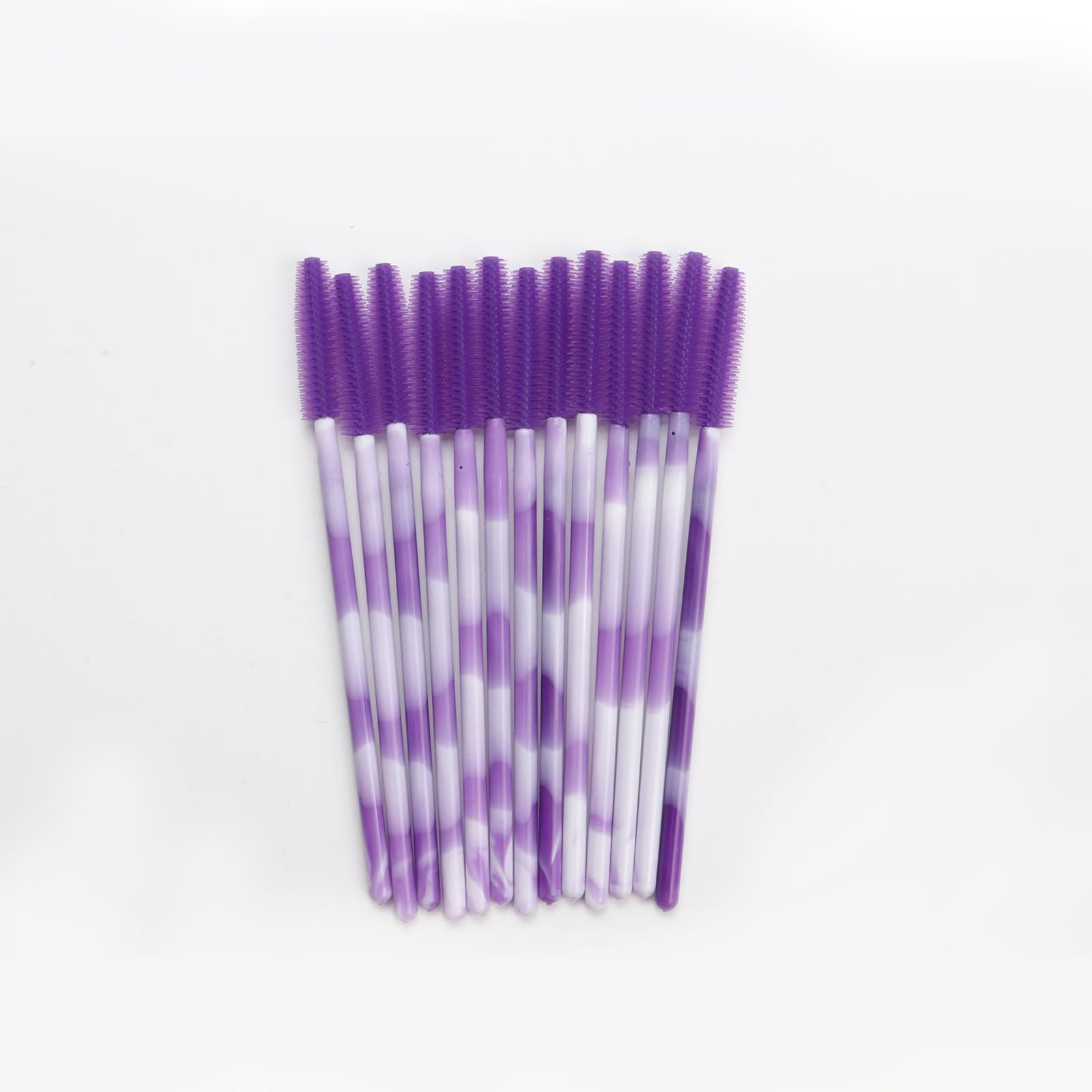 Mekupeu Mekupeu 50pcs Silicone Mascara Wand,Disposable Eyelash Brushes,Soft Lash Spoolie Brush For Eyelash Extensions (Deep purple)