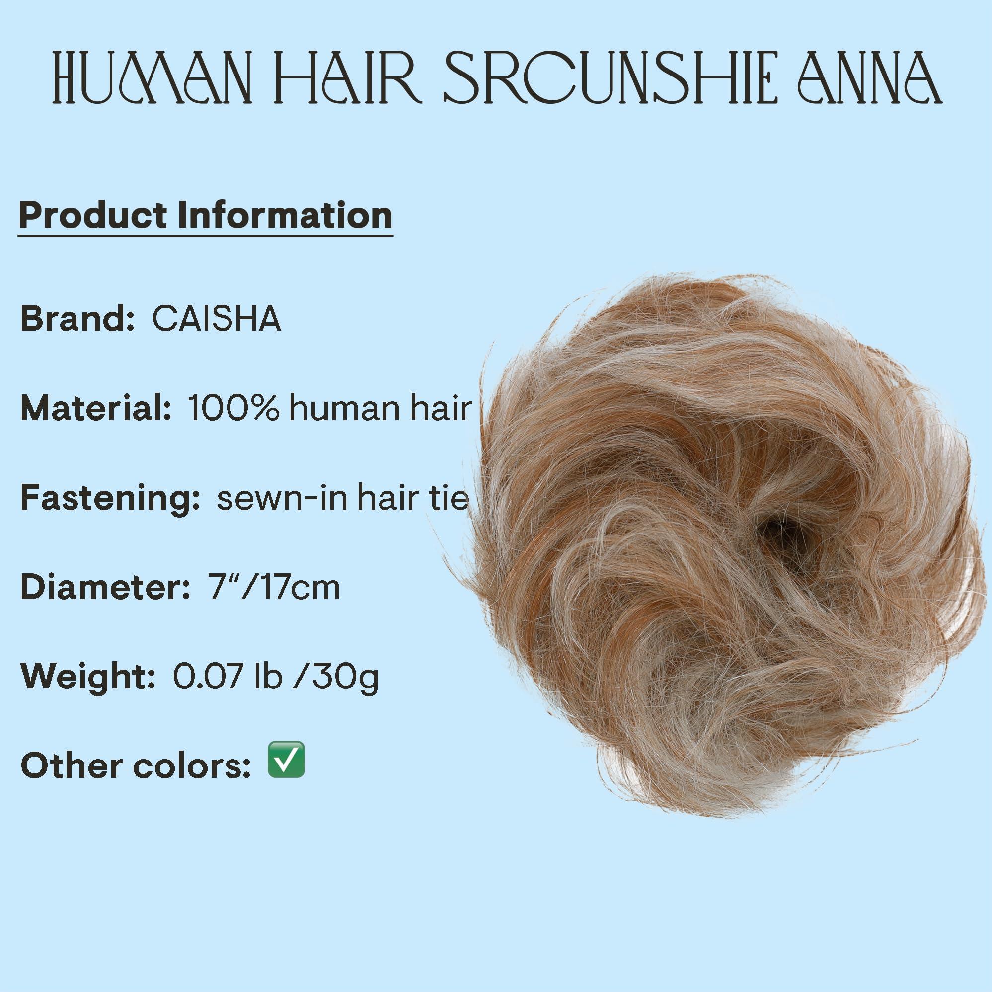 CAISHA CAISHA 100% HUMAN HAIR Scrunchie Hair Piece Updo Braid Hair Scrunchy Messy Bun Red Blonde Mix H312m