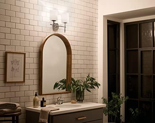 Kichler Kichler Ali 2 Light Bathroom Vanity Light in Polished Nickel with Satin Etched Glass Shades for use in Bathrooms and Powder Rooms, 52141PN