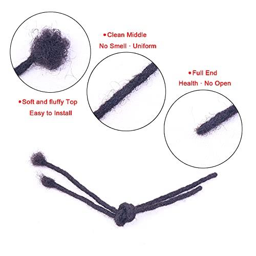 ADIASAI ADIASAI 0.6cm Width 14 Inch 60 Strands 100% Human Hair Loc Extensions, Full Handmade Dreadlock Extensions for Men Women Kids Can Be Dyed and Bleached with Needle and Comb