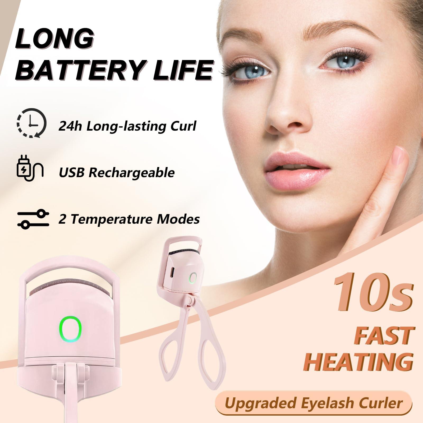 Dust2Oasis Heated Eyelash Curler,Rapid Heat Lash Curler,2 Premature Setting & Long Lasting Curling with Sensing Heating Silicone Pad, USB Rechargeable Eye Lash Curler