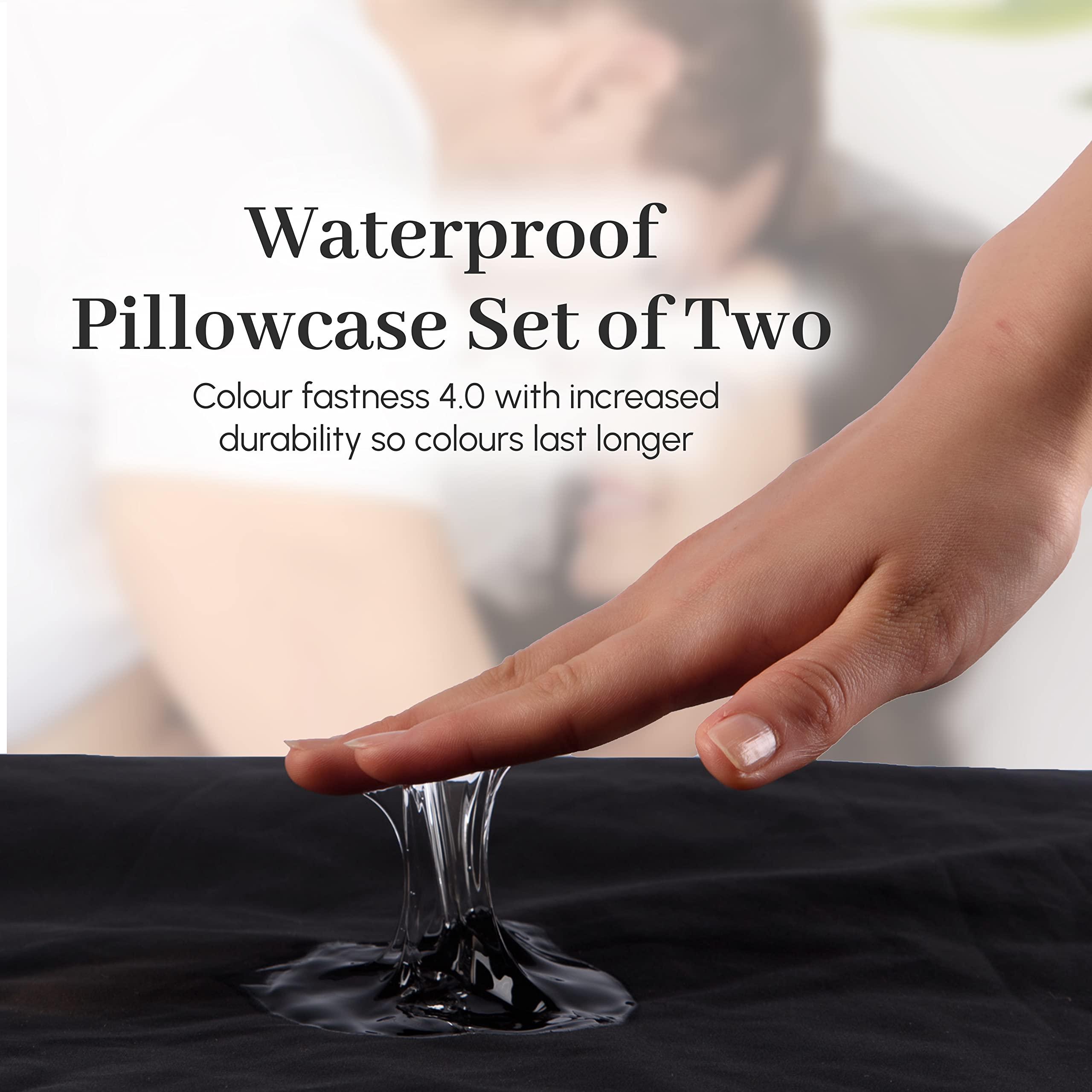 EROTICGEL Waterproof Pillowcase 48cm x 73cm Set of Two Black for Massage with Oil Protection | Maching Washable and Dryer Safe