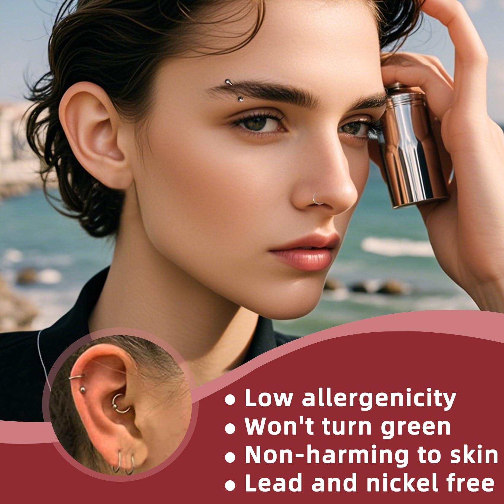 Tustrion 103PCS Piercing Kit for all Body Piercings Stainless Steel Piercing Jewelry with 12G 14G 16G 20G Piercing Needles and Tools for Nose Septum Belly Button Lip Ear Tongue Cartilage Eyebrow Tragus