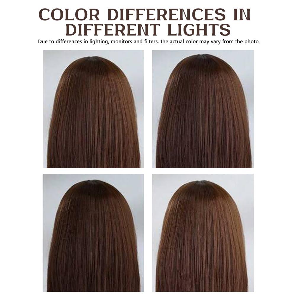 NICMISS NICMISS Chocolate Brown Human Hair Wigs with Bangs Short Bob Wig Human Hair 14 Inch Straight Bob Wigs for Black Women Human Hair Glueless None Lace Front Brazilian Hair Dark Brown